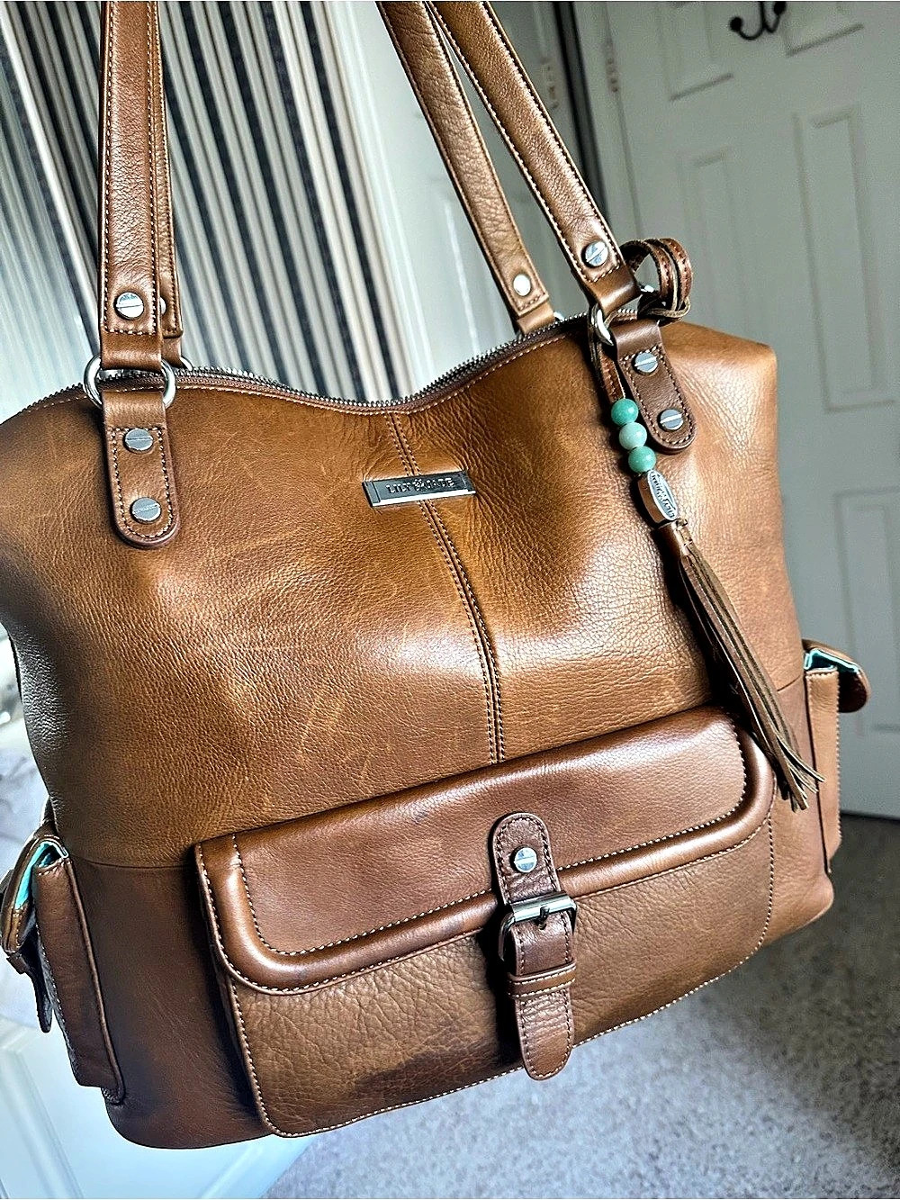 Lily Jade Brown Tote Bag with Front Pocket
